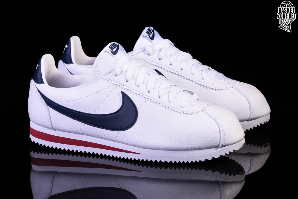 nike cortez navy blue and red