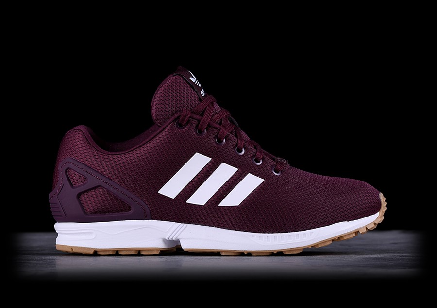 burgundy and gold adidas zx flux