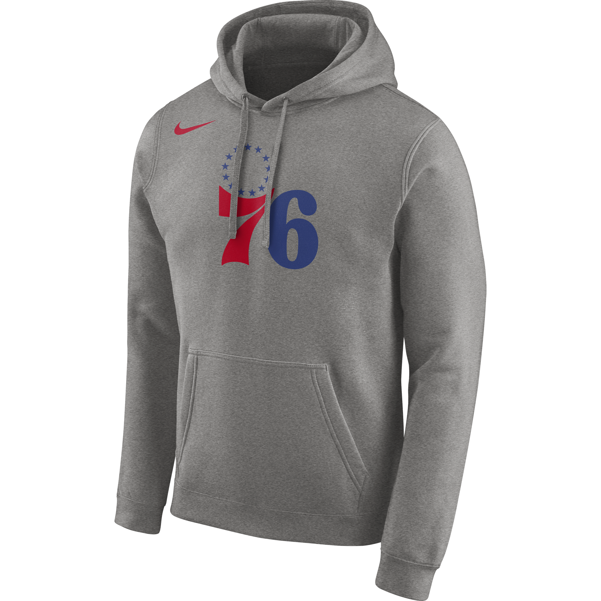 NIKE NBA PHILADELPHIA 76ERS HOODIE LOGO DARK GREY HEATHER