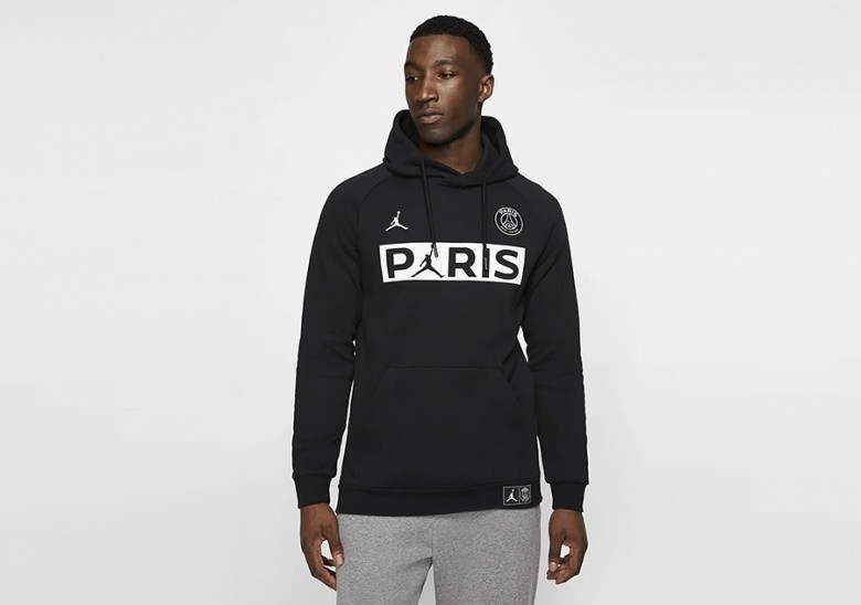 NIKE AIR JORDAN PSG PARIS SAINT-GERMAIN JUMPMAN FLEECE HOODIE BLACK