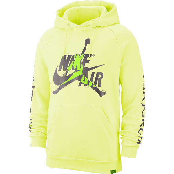 NIKE AIR JORDAN JUMPMAN CLASSICS FLEECE PULLOVER HOODIE LUMINOUS GREEN