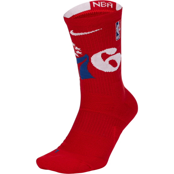 NIKE NBA PHILADELPHIA 76ERS ELITE CREW SOCKS UNIVERSITY RED