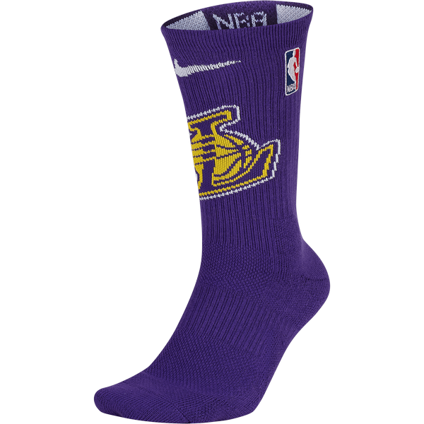 NIKE NBA LOS ANGELES LAKERS ELITE CREW SOCKS FIELD PURPLE