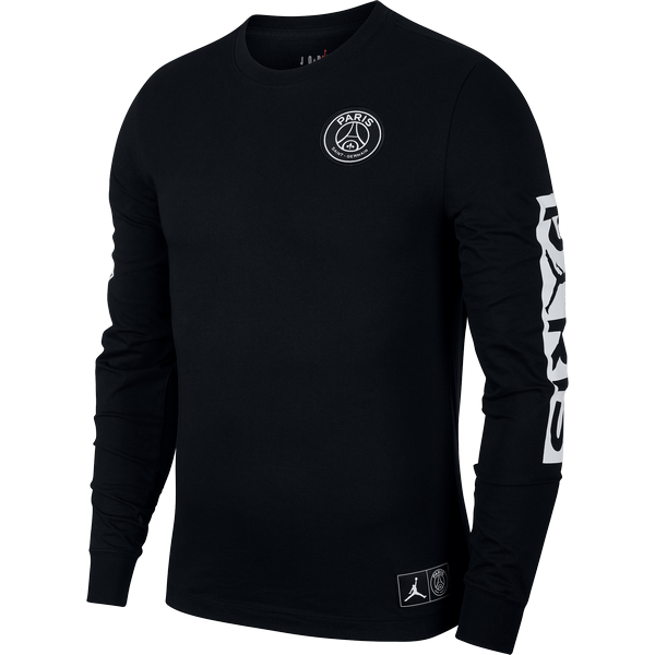 NIKE AIR JORDAN PSG PARIS SAINT-GERMAIN LONG SLEEVE TEE BLACK