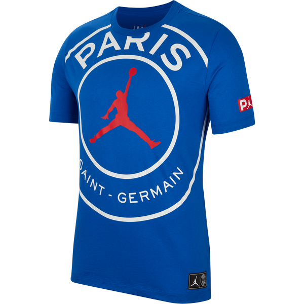 NIKE AIR JORDAN PSG PARIS SAINT-GERMAIN LOGO TEE GAME ROYAL