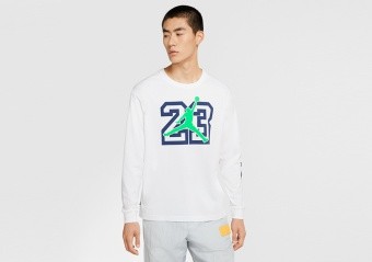 NIKE AIR JORDAN LEGACY AJ13 LONG-SLEEVE TEE WHITE