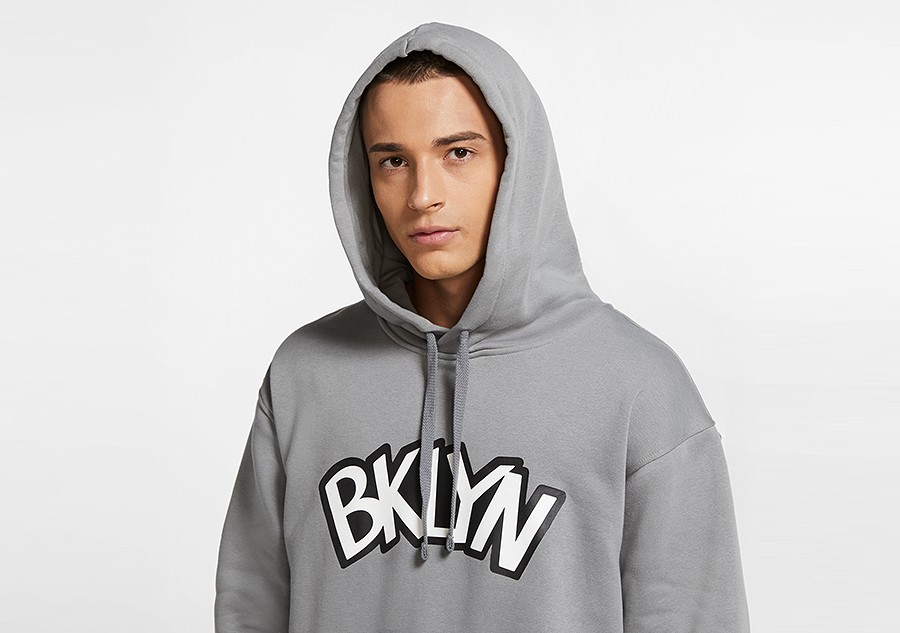 Nike / Jordan Youth Brooklyn Nets Grey Statement Pullover Hoodie