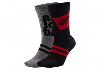 NIKE AIR JORDAN LEGACY JUMPMAN CLASSICS CREW SOCKS (2 PAIRS) MULTI-COLOR