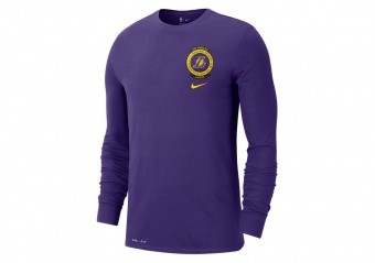 NIKE LOS ANGELES LAKERS LOGO DRI-FIT TEE LONG SLEEVE COURT PURPLE