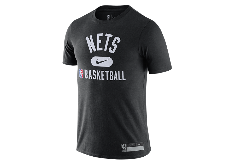 NIKE NBA BROOKLYN NETS DRI-FIT THE TEAM'S PRACTICE TEE BLACK