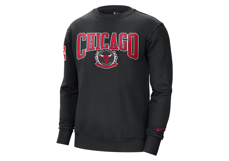 NIKE NBA CHICAGO BULLS FLEECE COURTSIDE 75 CREWNECK BLACK